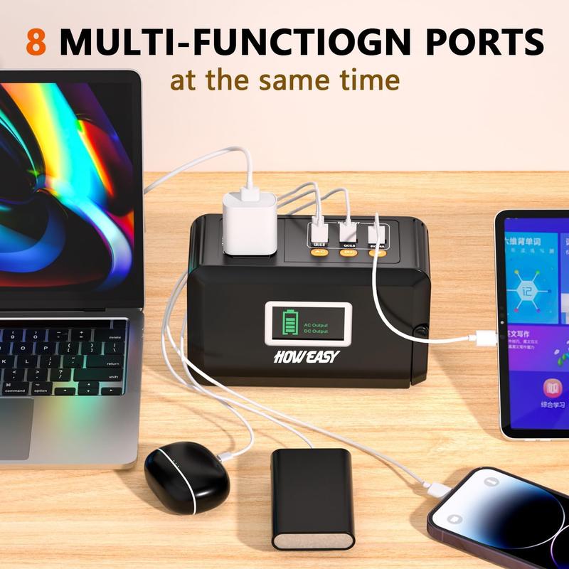 HOWEASY Portable Power Bank withAC Outiet, Peak 120W 110V PortableLaptop Battery Bank,24000mAh Charger Power Supply with AC QutletPower Station for Qutdoor CampingHome Office Hurricane Emergency Accessories Phone Smartphone