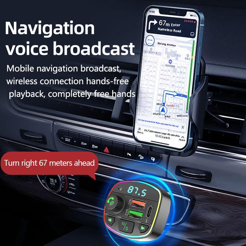 Car Wireless MP3 Music Player, Car FM Radio Transmitter with Built-in Noise Cancelling Microphone, Multifunctional Car Electrical Appliances