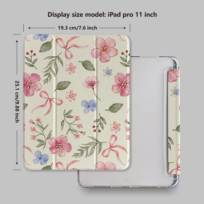 Floral Pattern Tablet Case with Pen Slot, 1 Count Shockproof Tablet Protective Cover, Tablet Accessories Compatible with iPad