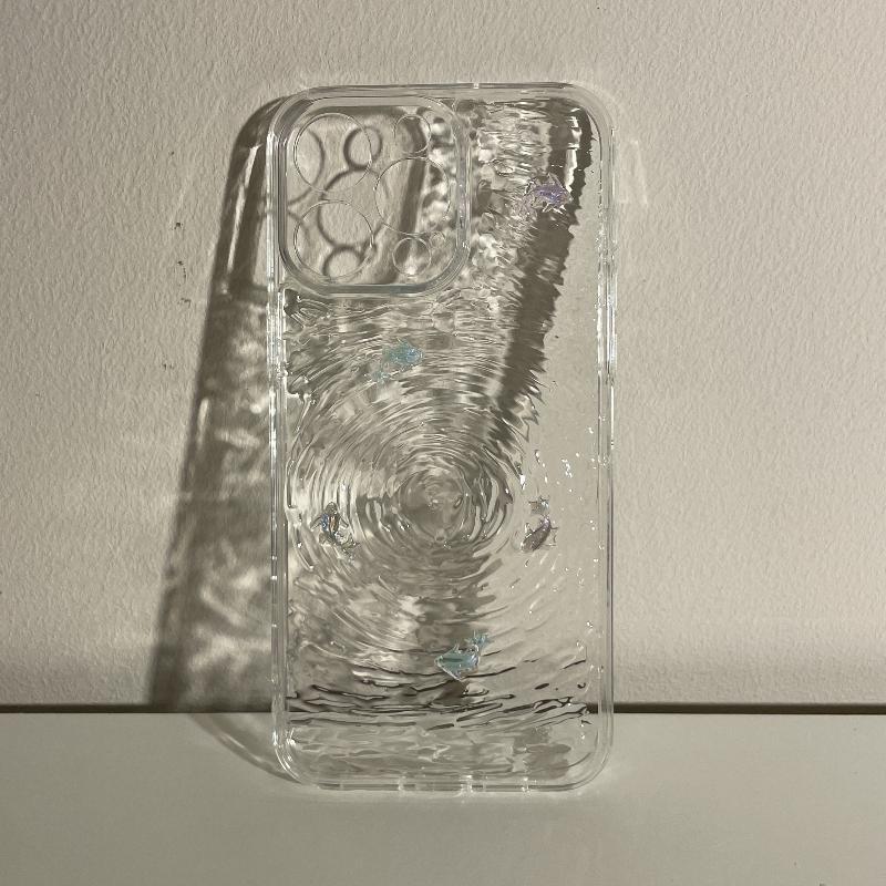 Water Ripple Pattern Clear Phone Case, Creative Handheld Shockproof Decorative Phone Protector Cover, Unique Phone Cases, Phone Accessories Compatible with iPhone 11 Cases iPhone 12 13 14 Pro Max Case iPhone 15 Pro Max Phone Cases