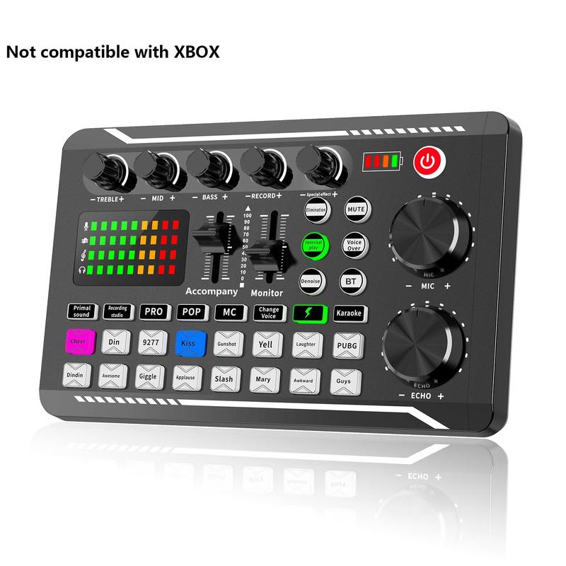 Sound Card Audio Mixer Kit, 1 Set Microphone & Audio Interface & Audio Mixer, Mixer Equipment, Professional Audio Mixer Kit for Podcasting, Recording, Gaming, Live Recording