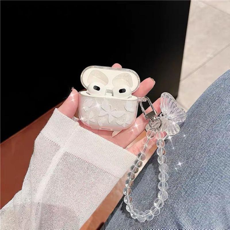 Cute Bowknot Design Earphone Case with Keychain, 1 Count Decorative Earphone Protector Cover, Earphone Accessories Compatible with AirPods