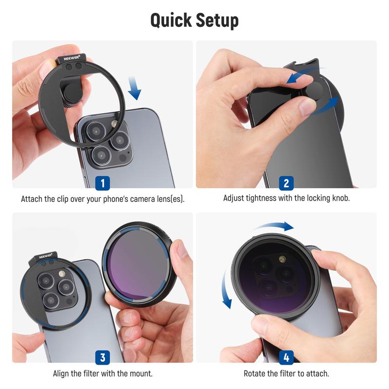 NEEWER Clip On 67mm ND2-ND32 HD Variable Phone Lens Filter Kit  -Black Friday