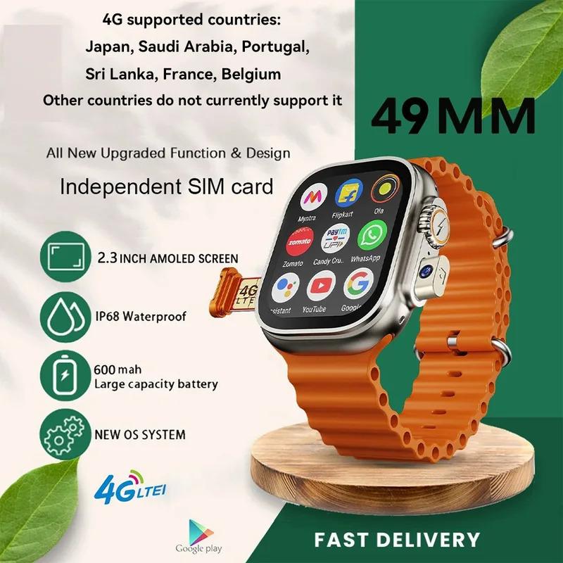 4G Smart Watch Independent SIM Card Camera Video Call Whatsapp Reminder 2.01inch Full Touch Screen Smartwatch Men Women 2024 New