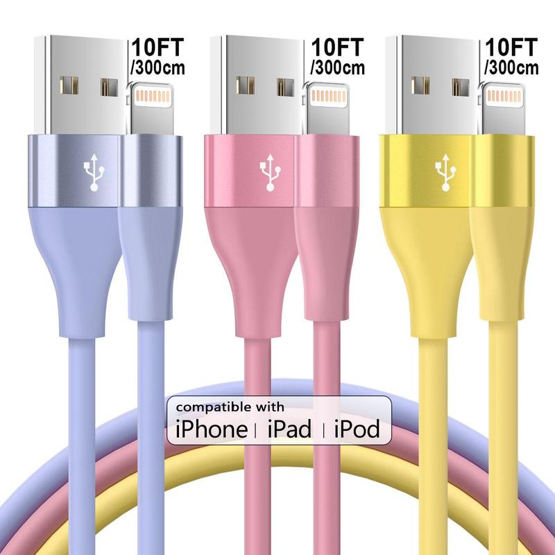 10ft Fast Charging Mobile Cellphone Data Cable for Lightning, MFi Certified Smartphone Fast Charger Data Cable Compatible with iPhone 14 13 12 11 Pro Max XR XS X 8 7 6 Plus SE, Electronic Phone Accessories