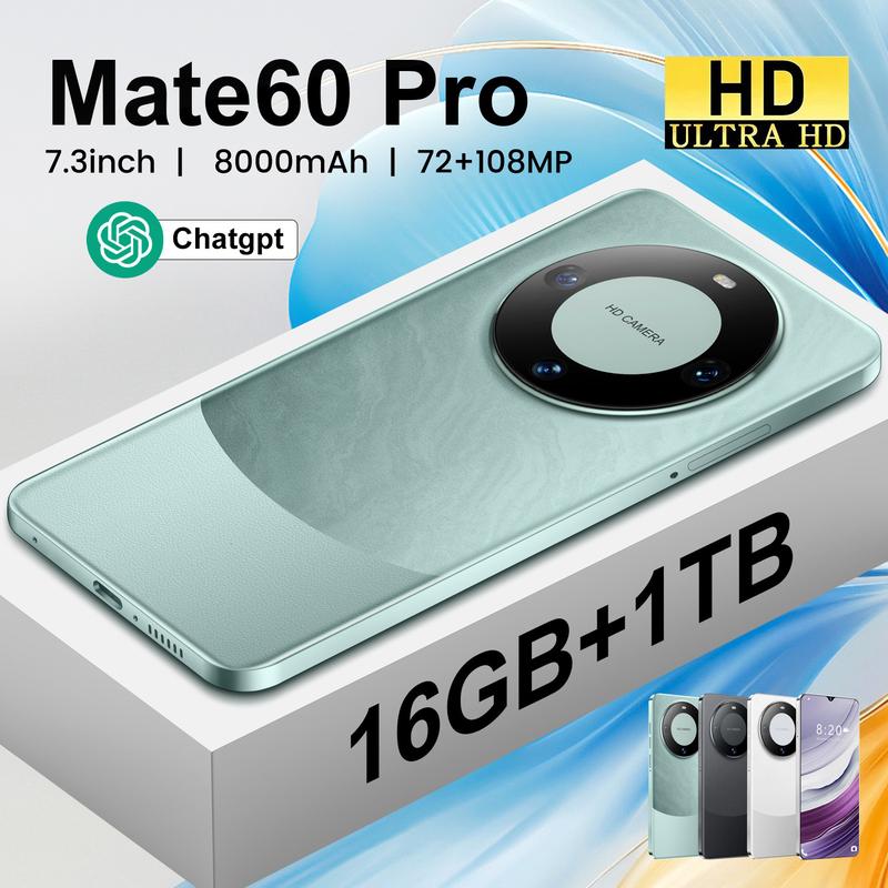 Mate60 Pro mobile phone 1 + 16GB 7.3 inch large screen Android smartphone 16GB + 1TB 8000mAh high definition pixels Cellphone