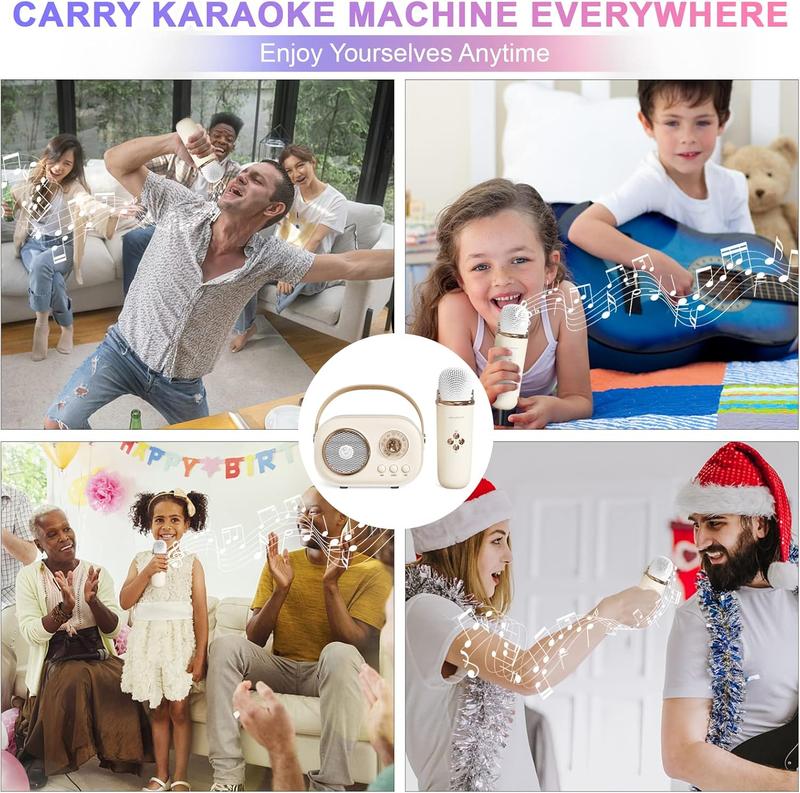 Mini Karaoke machine,Karaoke Machine for  and Adults,Cute Karaoke with Microphone Set ,Portable  Speaker with Microphone,Retro Handheld Style for Family Party Meeting Singing (Yellow)