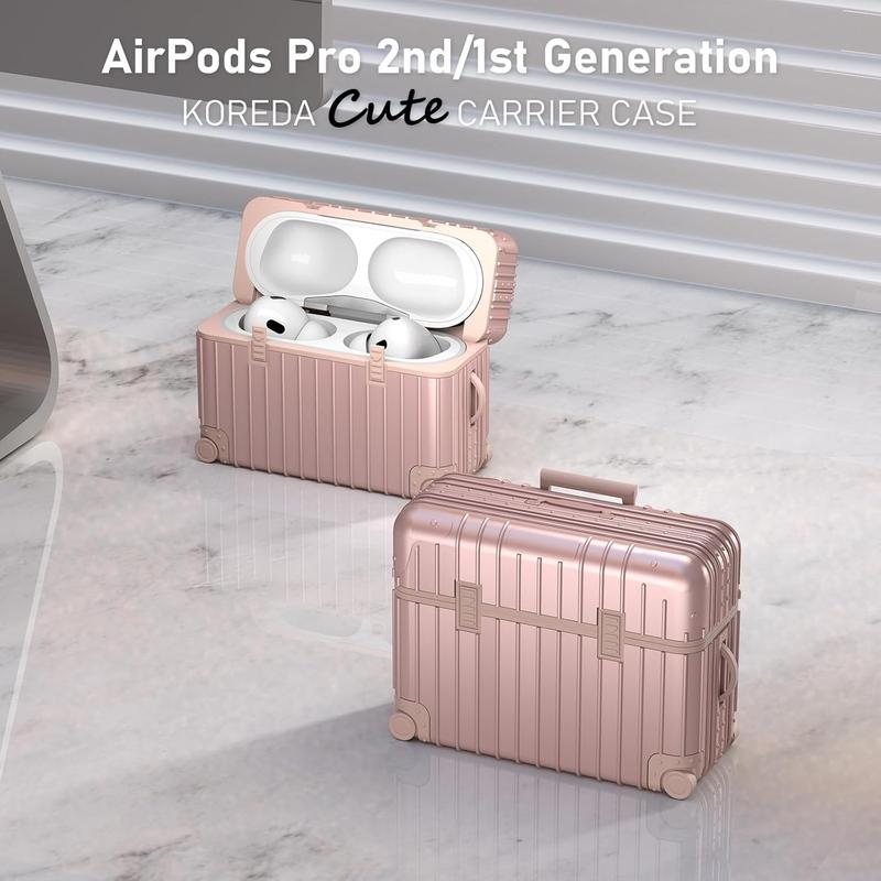 AirPods Pro 2 Case Cover, Funny Suitcase Design Case for Airpods Pro 2nd Generation 1st Generation (2023 2022 2019), Cute Fashion Protective Hard Case for Women Men with Keychain