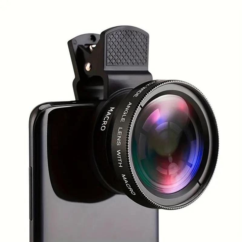 2 in 1 Clip-on Lens Kit, 1 Set 0.45X Wide Angle & 12.5X Macro Lens with Storage Bag, Camera Lens for Most Smartphones, Christmas Gift