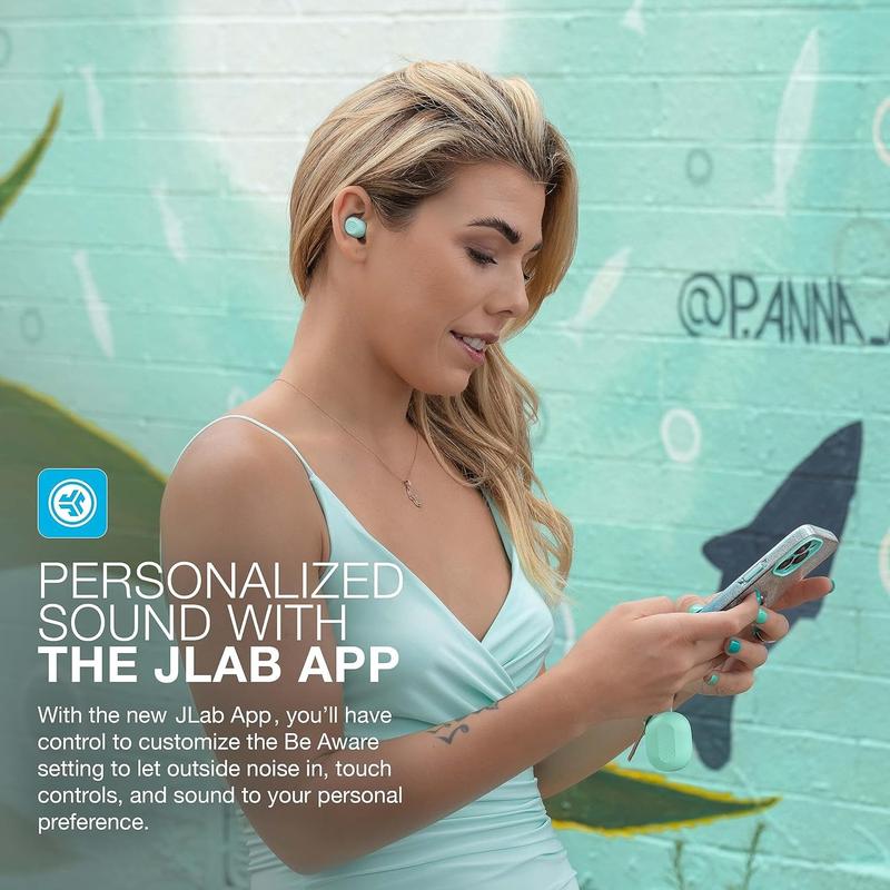 JLab JBuds Mini True Wireless Earbuds, Charging Case, IP55 Sweat Proof, Bluetooth, Be Aware Safety Mode, Customize Sound Controls, Android   iPhone