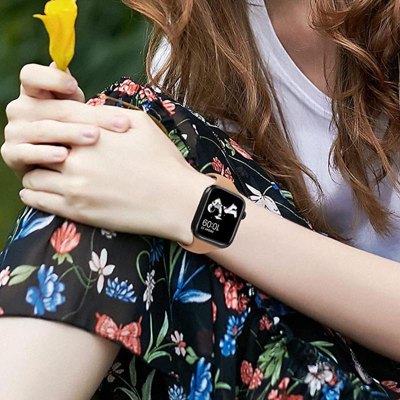 Women's Small Waist Monochrome Silicone Butterfly Buckle Band, Soft Comfortable Breathable Wristband For iWatch Ultra Series Se 9 8 7 6 5 4 3 2 1