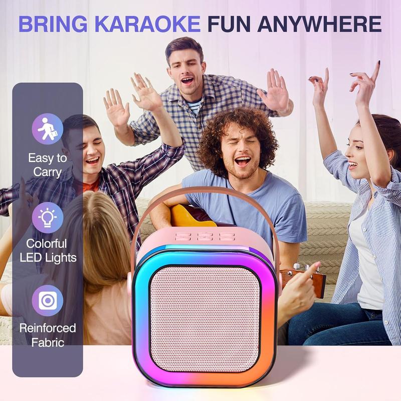 Portable Wireless Karaoke Speaker with Microphone,Stereo Sound Subwoofers, KTV Speaker Subwoofer with RGB Colorful LED Lights, Karaoke Machine Sound System for Outdoor Sports Travel, Room Accessories, Audio Device wireless speaker