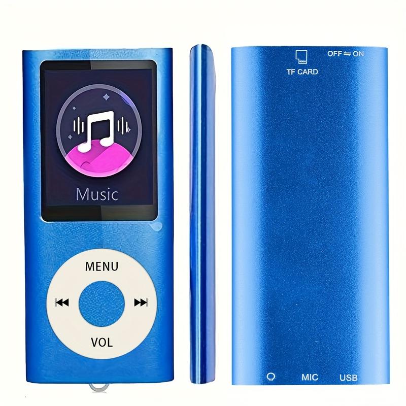 MP3 Player, Portable Lossless Sound Slim MP3 Music Player with Earphone, 1.8 Inch LCD Screen Digital Music Player,(Blue) Audio Mp4 Aluminum