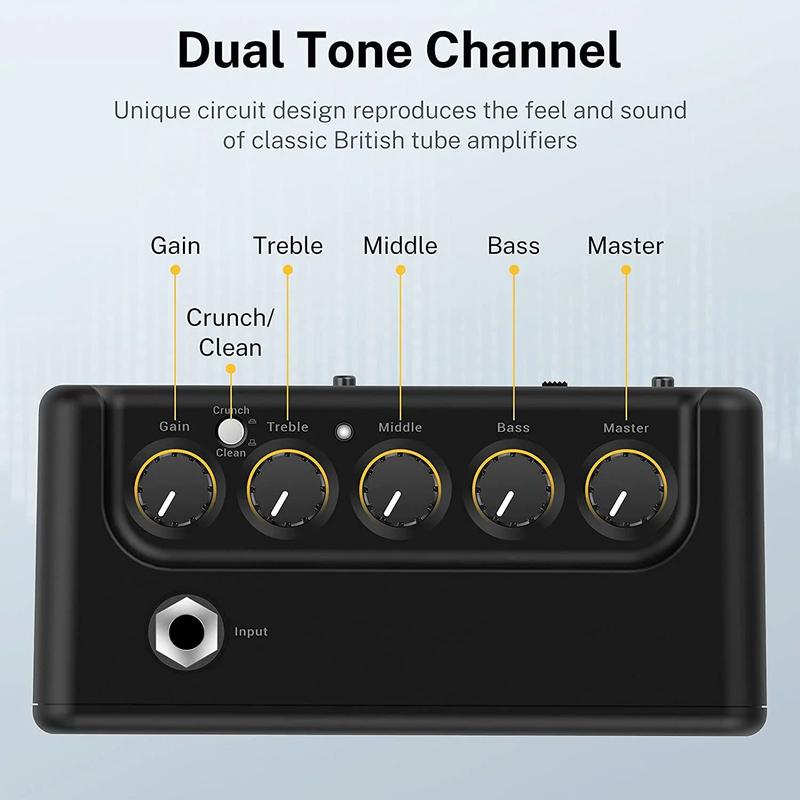 Mini Guitar Amp Small Electric Guitar Amplifier 5W Portable for Desktop Practice with a Retro British Tone DA-10 - YOUTH MUSIC