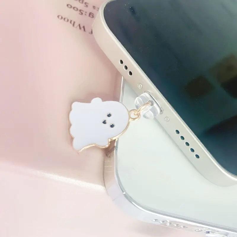 Cute Ghost Design Phone Dust Plug, 1 Count Phone Dust Plug Charm, Phone Accessories for iPhone & Samsung Galaxy Type-C Interface