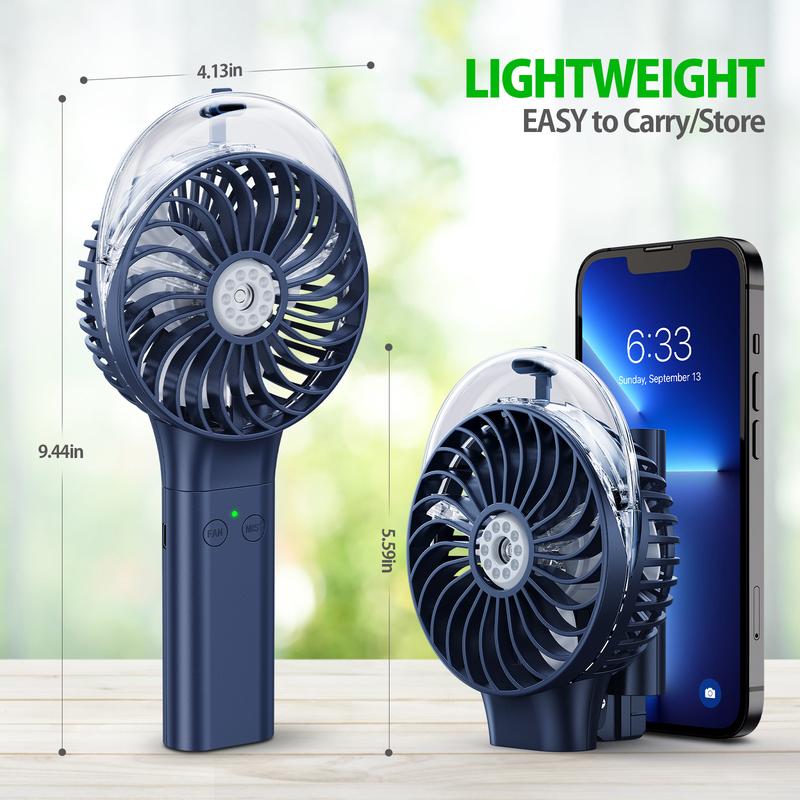 PANERGY Portable Handheld Misting Fan, Battery Operated Personal Spray Water Mist Fan, Rechargeable Mister Fan, Mini Foldable Travel Usb Fan Mobile