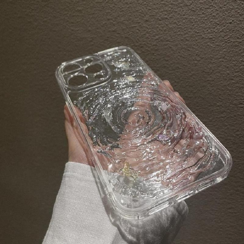 Water Ripple Pattern Clear Phone Case, Creative Handheld Shockproof Decorative Phone Protector Cover, Unique Phone Cases, Phone Accessories Compatible with iPhone 11 Cases iPhone 12 13 14 Pro Max Case iPhone 15 Pro Max Phone Cases