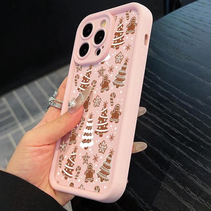 Cute Gingerbread Man Pattern Phone Case, Phone Protective Cover, Fashion Shockproof Mobile Phone Accessories Compatible with iPhone Series