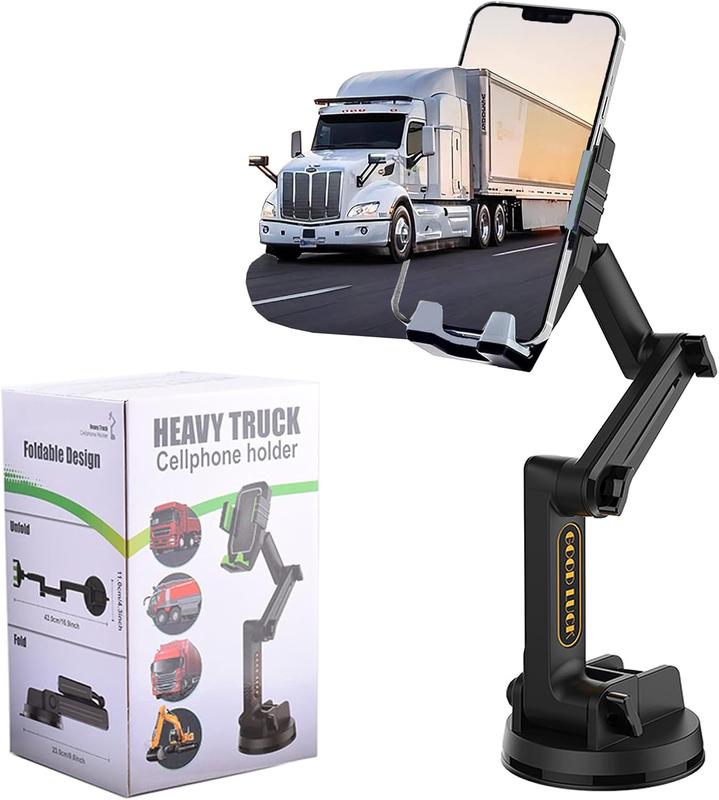 Heavy Duty Truck Phone Holder Mount with 16.9 Inch Long Arm, Super Suction Cup, and 360 Rotation, Compatible with , , and All Smartphones