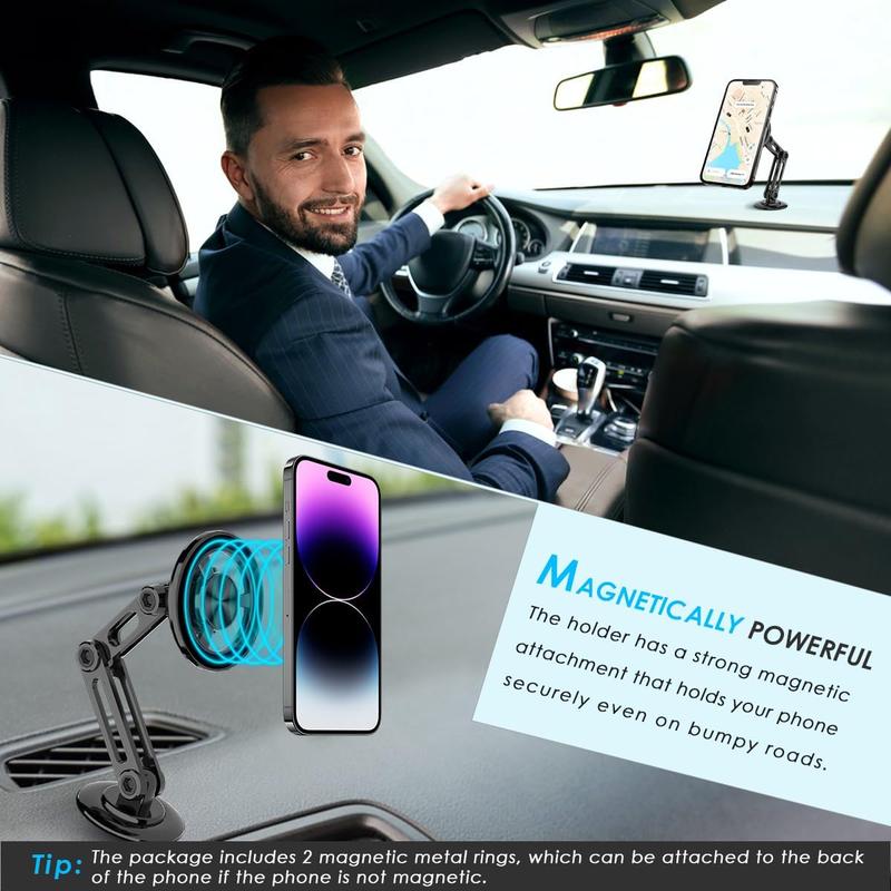 [50%OFF, Summer Sale] 360°Free Rotatim Magneticon Car Phone Mount, Aluminu Holder for iPhone 12 13 14 15 and Samsung, with 2 Magnet Attractors, Stick-on Style for Any Smooth Surface, 50% OFF - Stand Smartphone Accessories Cellphone