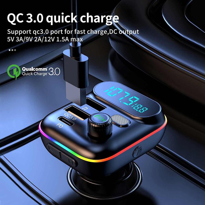 Multifunctional Car MP3 Player, 1 Box Car Charger with LED Display, PD & QC Fast Charging FM Transmitter, Bluetooth-compatible Car Charger for Music Playing