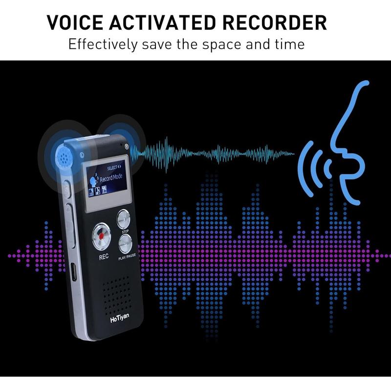 Digital Voice Recorders 8GB Recorder Voice Activated Recorder for Lectures, Meetings, Interviews Recording Device Tape Recorder with Microphone USB Cable, MP3 Player (8GB)