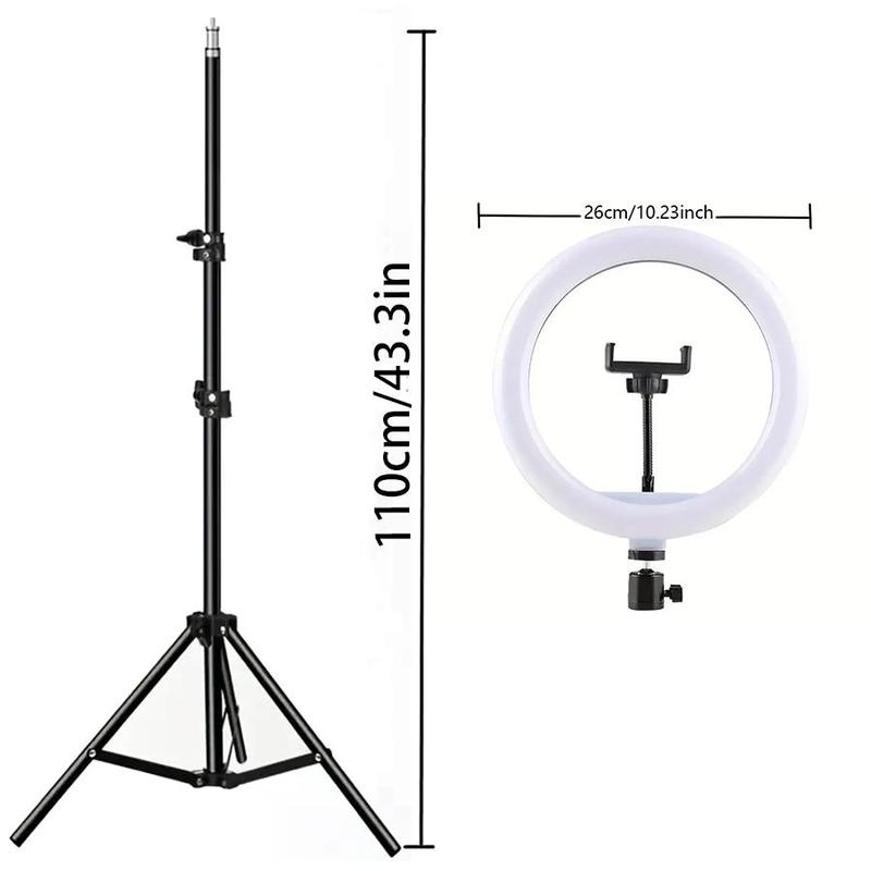 Portable Foldable Tripod for iPhone Android Smartphone, USB Powered Cell Phone Selfie Tripod with 10 Inch Ring Light & Phone Holder, Content Creator Tools with Selfie Light, Professional Selfie Tripod for Video Photography