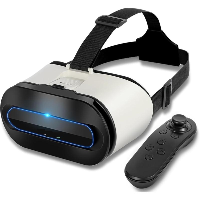 VR Headset for Smartphones with Bluetooth Controller, Ultra-Wide 120° Viewing Angle, Adjustable Focus and Eye Width, Aspherical Optical Lens, Good Heat Dissipation, 4.5-6.5 Inch Smartphone