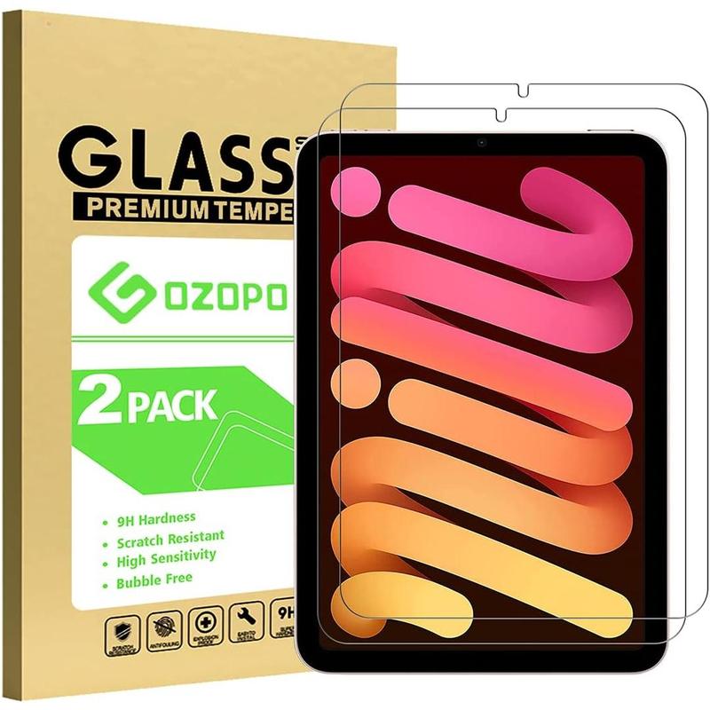 Screen Protector for iPad mini (A17 Pro 2024 Model)   mini 6 (8.3-Inch, 2021 Model, 6th Generation), Tempered Glass Film [2-Pack]