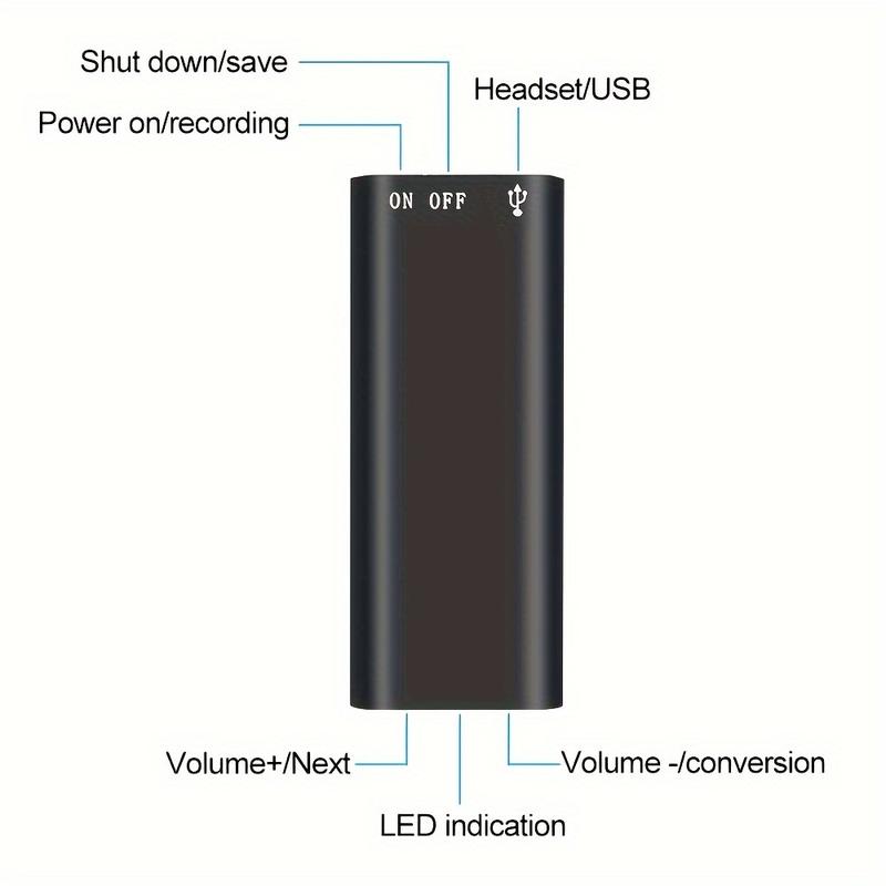 32 16 8GB Tape recorder 3-in-1 Mp3 Player Professional Voice Digital Audio Mini Voice Recorder 192Kbps Recording WAV USB TYPE C Interface