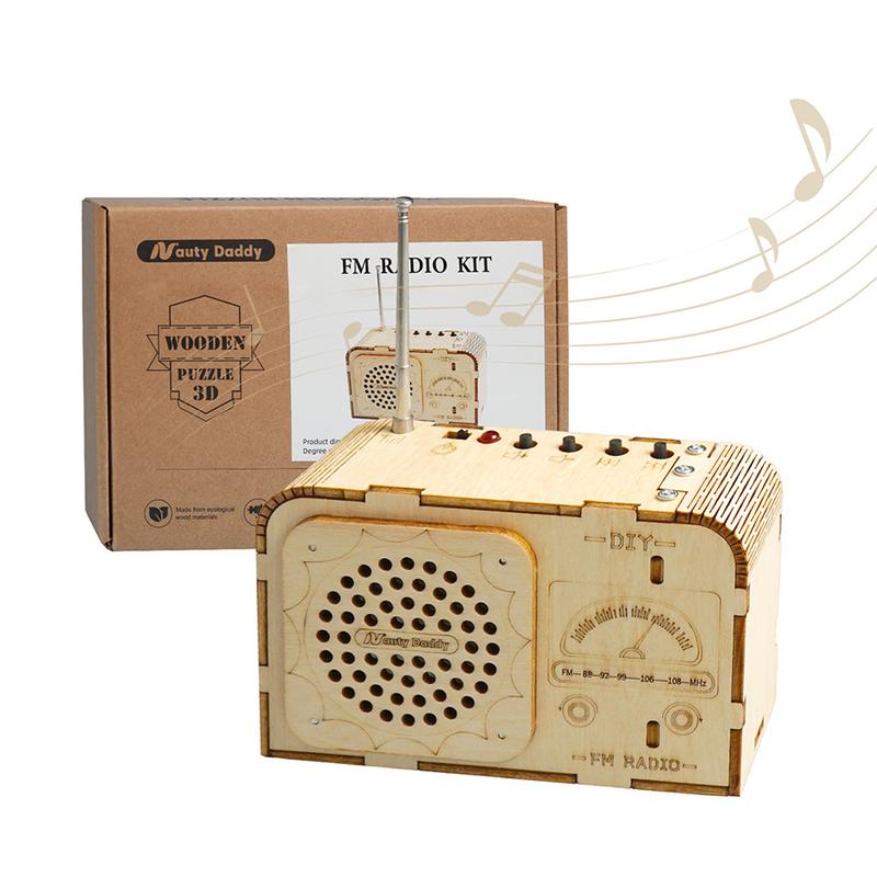   FM Radio Kit. STEM for 8-14yo，DIY Electronic. Gift for teens，Classic Wood. Beginner Set. christmas gift ideas