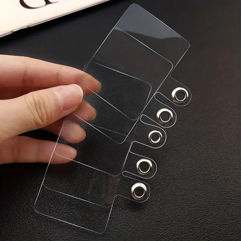 Universal Phone Tether Patches, 5 Counts PVC Transparent Replacement Patches For Phone Case Lanyard, Universal Non Adhesive Back Stickers, Phone Accessories