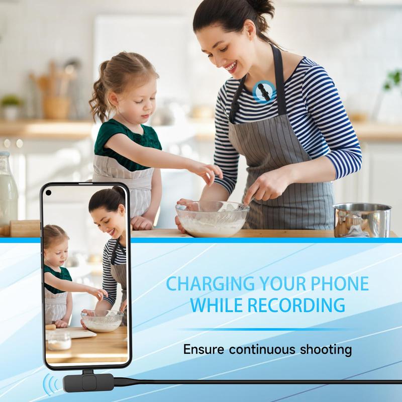 Portable Wireless Lavalier Microphone,The Smartphone Sound Upgrade: Lavalier Mic for Effortless Clarity Audio Charging