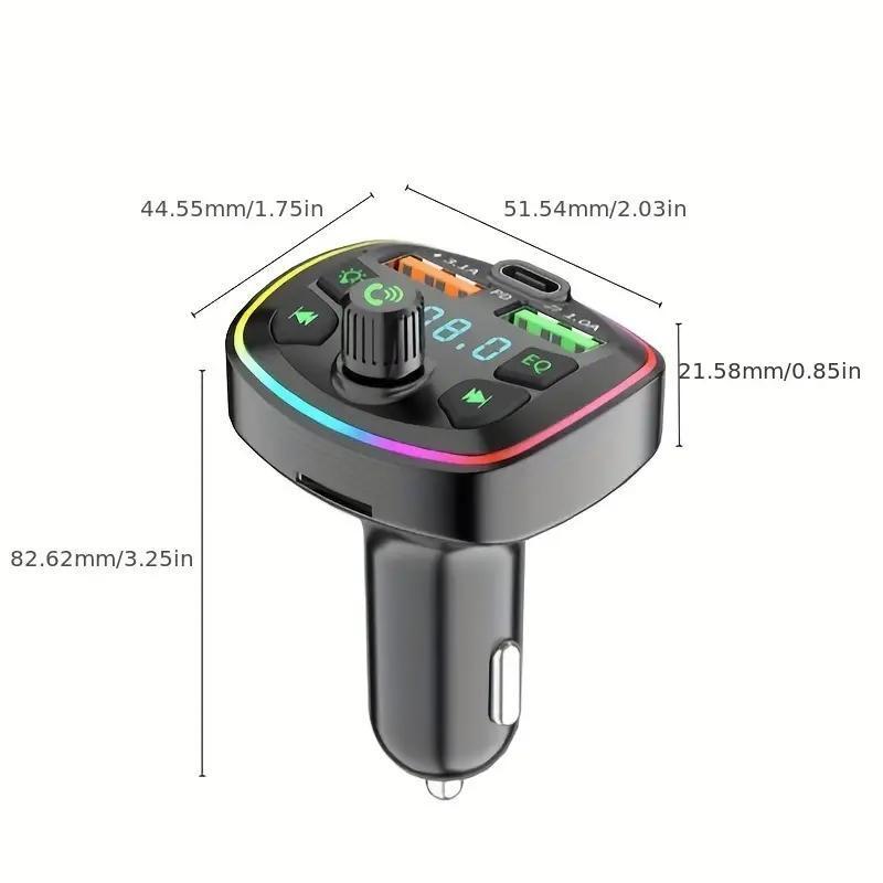 Wireless Car MP3 Player, 1 Count PD USB Type C Car Charger, Car FM Transmitter, Wireless Hands Free MP3, Dual USB Port PD Charging