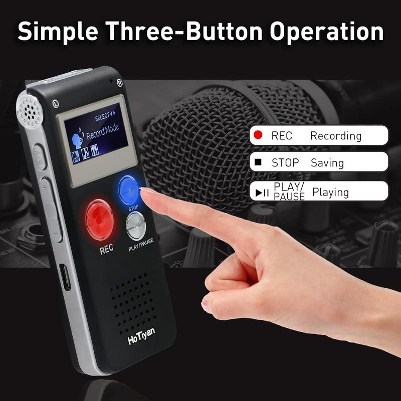 Digital Voice Recorders 8GB Recorder Voice Activated Recorder for Lectures, Meetings, Interviews Recording Device Tape Recorder with Microphone USB Cable, MP3 Player (8GB)