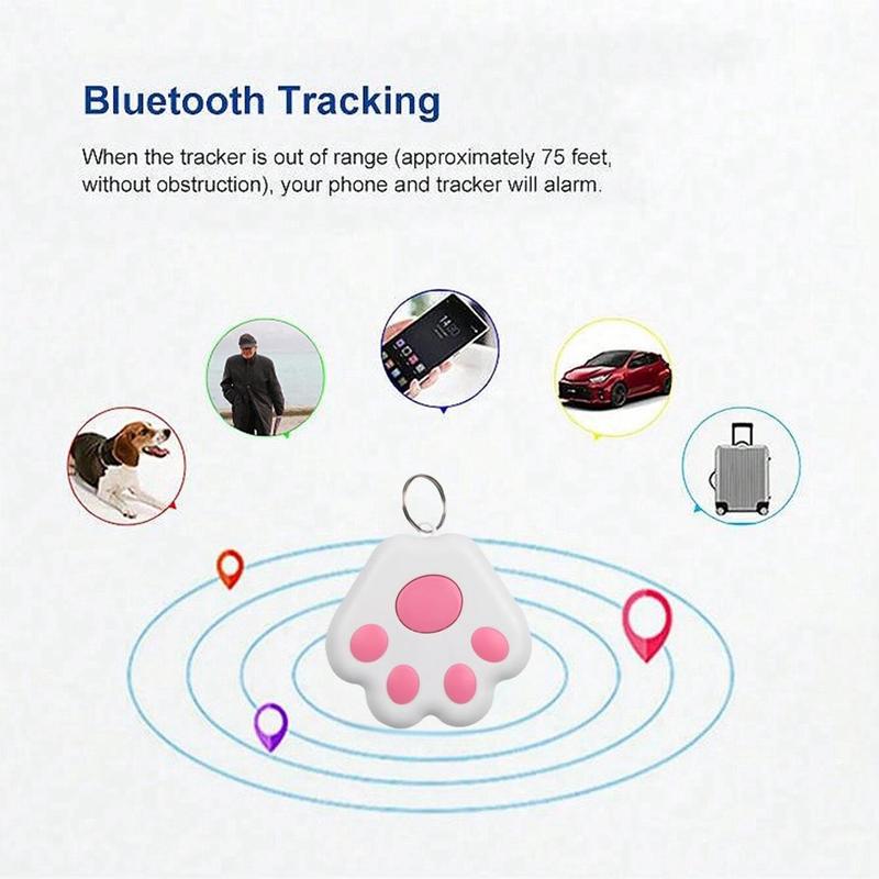 Smart Tracker Mini Anti-lost Alarm Locator Key Finder, Cute Paw Design Keychain Wallet, Key Locator Device with App, GPS Tracking Device Phone-Finder