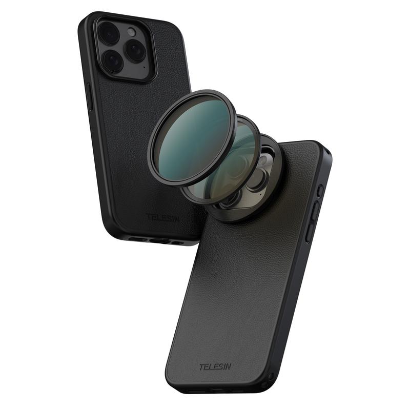 58mm Magnetic Adjustable ND Filter & Phone Case Kit for iPhone 15 Pro, ND2-ND32 (1-5 Stops) VND Filter with Protective Phone Case HD Optical Glass Neutral Density Filter Kit for iPhone