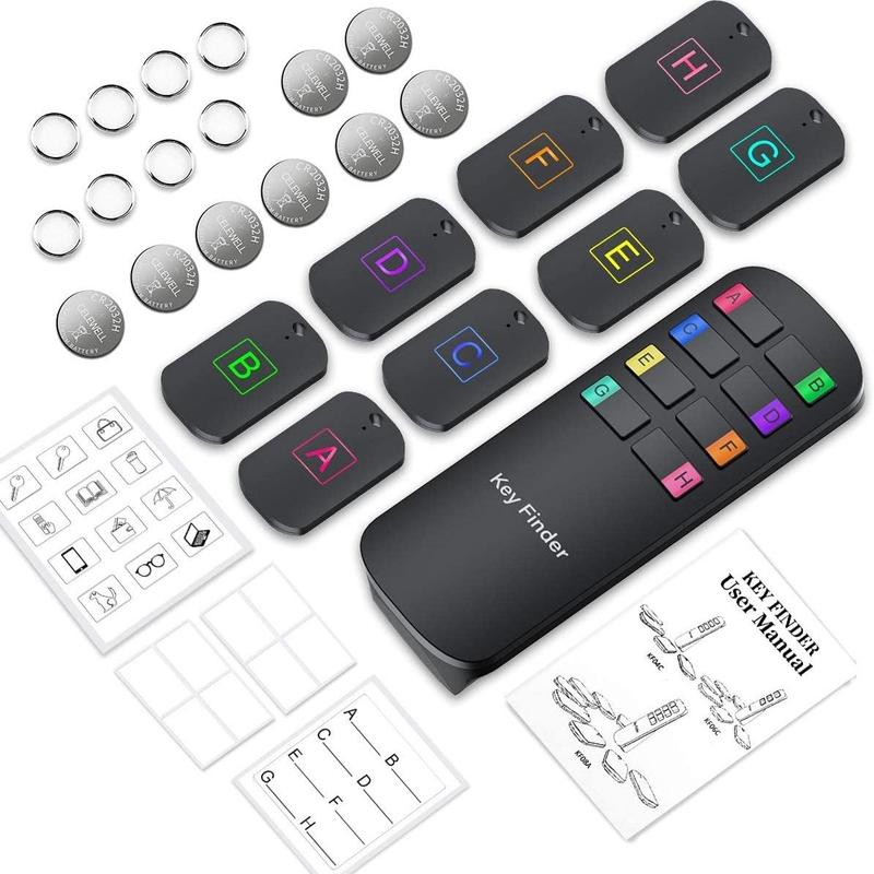 Wireless Key Tracker, 1 Box Key-Finder Locator with 1 Transmitter & 8 Receivers, Key Tracker for Finding Lost Keys, Remote, Wallet, Suitable for Elderly