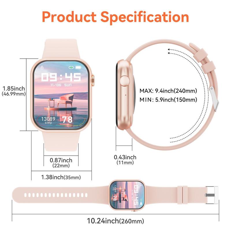 1.85 Inch Multifunctional Smart Watch, Fashion Digital Watch with HD Display & Pedometer, Sports Watch for Women & Men