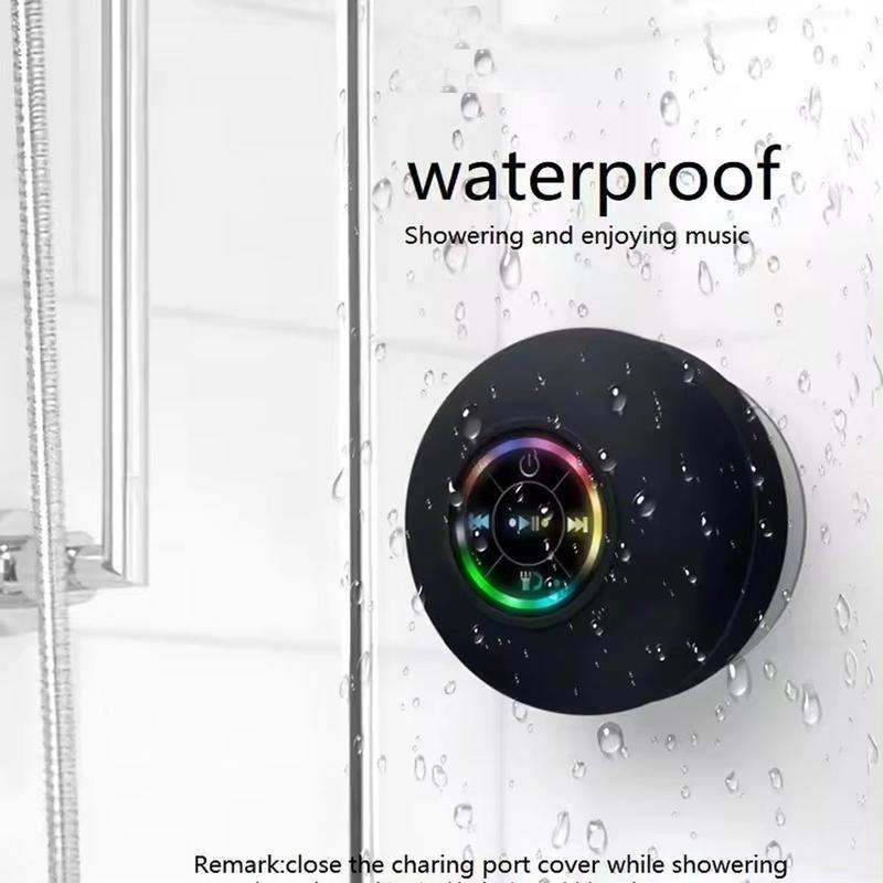 Shower Speaker Bluetooth Waterproof, USB Bathroom Suction Cup Bluetooth Shower Speaker, LED Colorful Light Up Bathroom Speaker, IPX4 Waterproof Speaker Shower for Girls Boys Men Women Kids. Audio Portable Stereo Connected Device Equipment Rechargeable