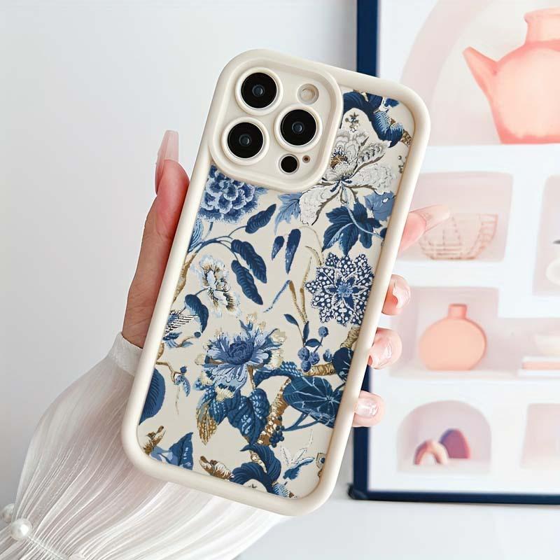 Vintage Flower Pattern Phone Case, Anti-drop Cellphone Protective Case, Total Protective Shockproof Mobile Phone Cover for iPhone