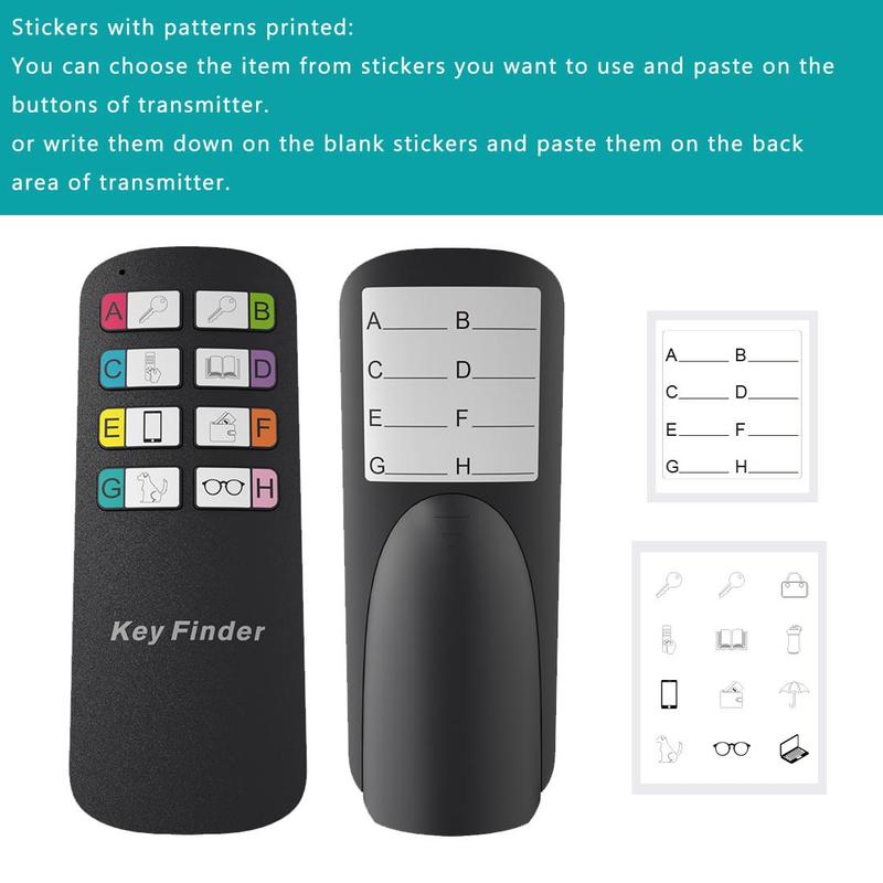 Wireless Key Tracker, 1 Box Key-Finder Locator with 1 Transmitter & 8 Receivers, Key Tracker for Finding Lost Keys, Remote, Wallet, Suitable for Elderly