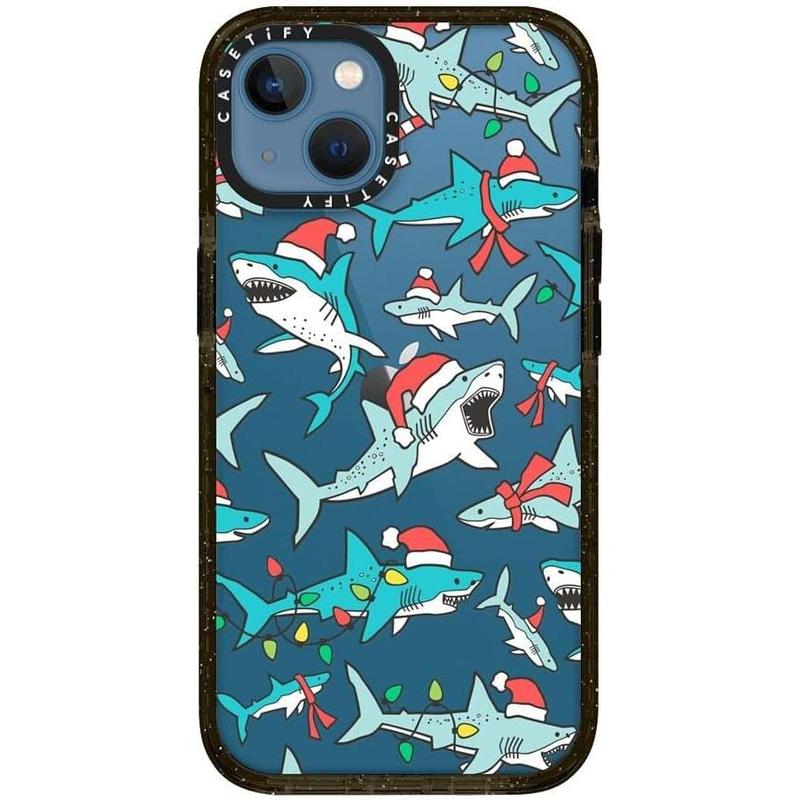 CASETiFY Impact iPhone 13 14 15  Case - Christmas holiday winter blue shark - Clear Black rhode Protection Protector Screen Protector Protection Protector