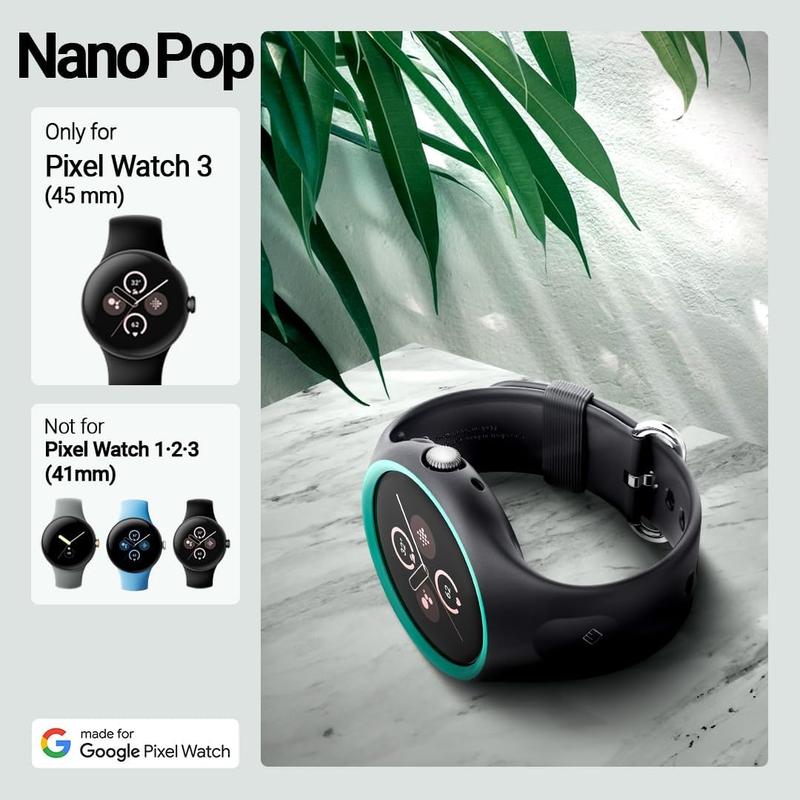 Nano Pop for  Pixel Watch 3 Case 45mm [Band with Case] (2024) - Prune Charcoal