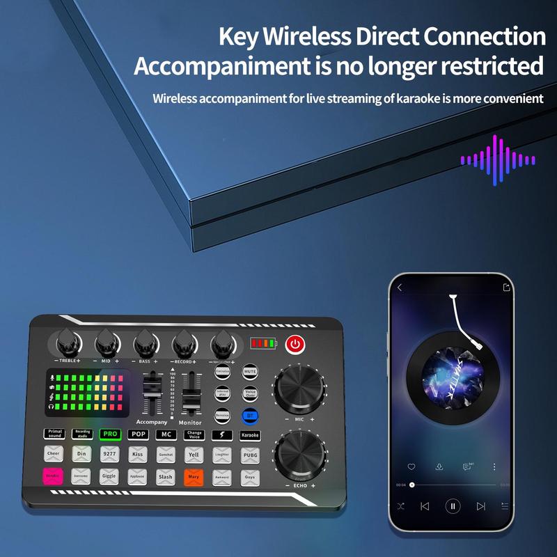 Sound Card Audio Mixer Kit, 1 Set Microphone & Audio Interface & Audio Mixer, Mixer Equipment, Professional Audio Mixer Kit for Podcasting, Recording, Gaming, Live Recording