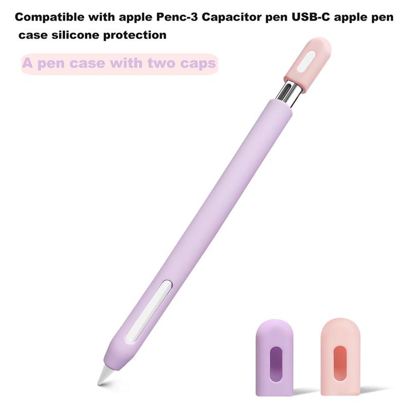 Silicone Protective Case for Apple Pencil, Anti-fall Silicone Protective Cover with 2 Counts Pen Caps, Tablet & Computer Accessories