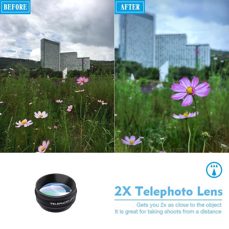 APEXEL 10 in 1 Mobile Phone Lens Kit, Macro Lens & Wide Angle Lens & Fisheye Lens & Telephoto Lens & CPL Flow Radial Star Filter Lens & Kaleidoscope 3 6 Lens, Suitable for iPhone, Samsung, Xiaomi, and All Smartphones