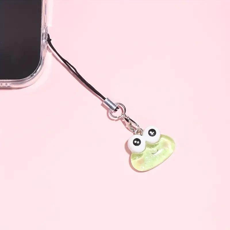 Cute Resin Frog Design Phone Case Pendant, Frog Cellphone Lanyard Charm, Short Keychain Accessories for Phone Decoration