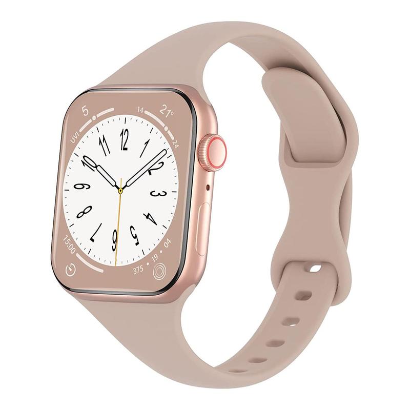 Women's Small Waist Monochrome Silicone Butterfly Buckle Band, Soft Comfortable Breathable Wristband For iWatch Ultra Series Se 9 8 7 6 5 4 3 2 1