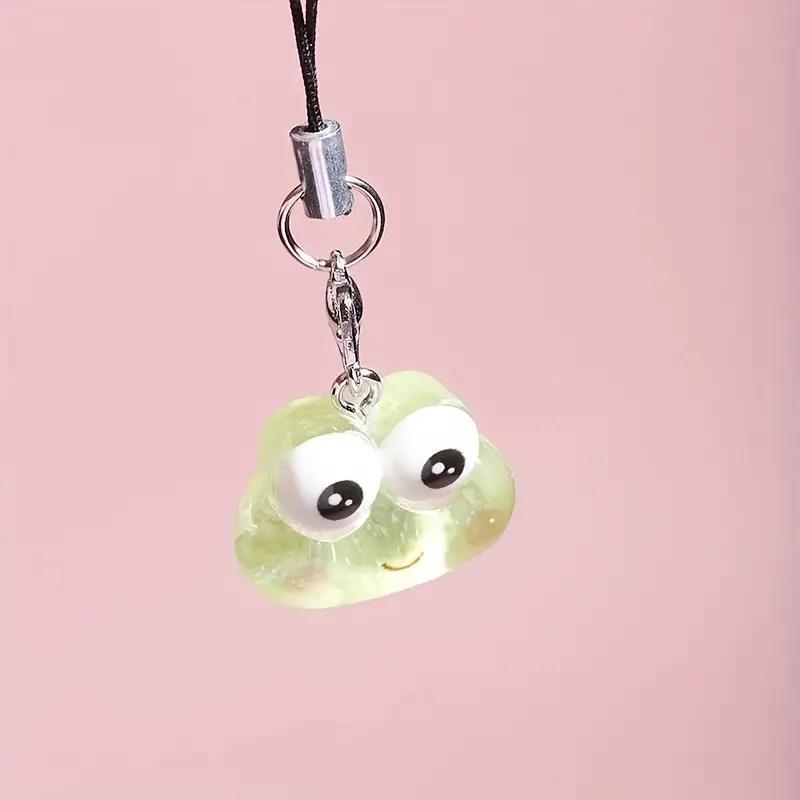 Cute Resin Frog Design Phone Case Pendant, Frog Cellphone Lanyard Charm, Short Keychain Accessories for Phone Decoration